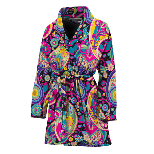 Bohemian Paisley Pattern Print Women's Bathrobe