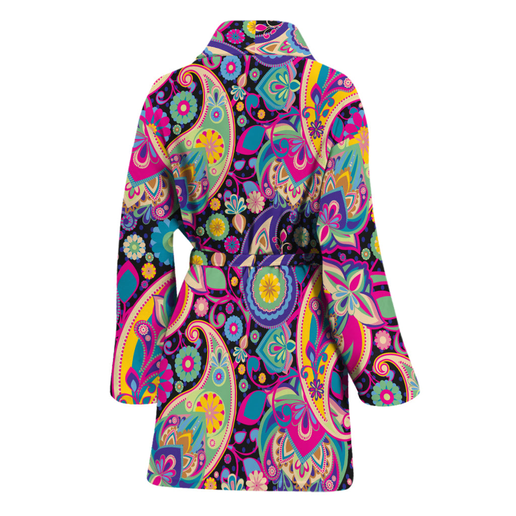 Bohemian Paisley Pattern Print Women's Bathrobe