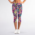 Bohemian Paisley Pattern Print Women's Capri Leggings