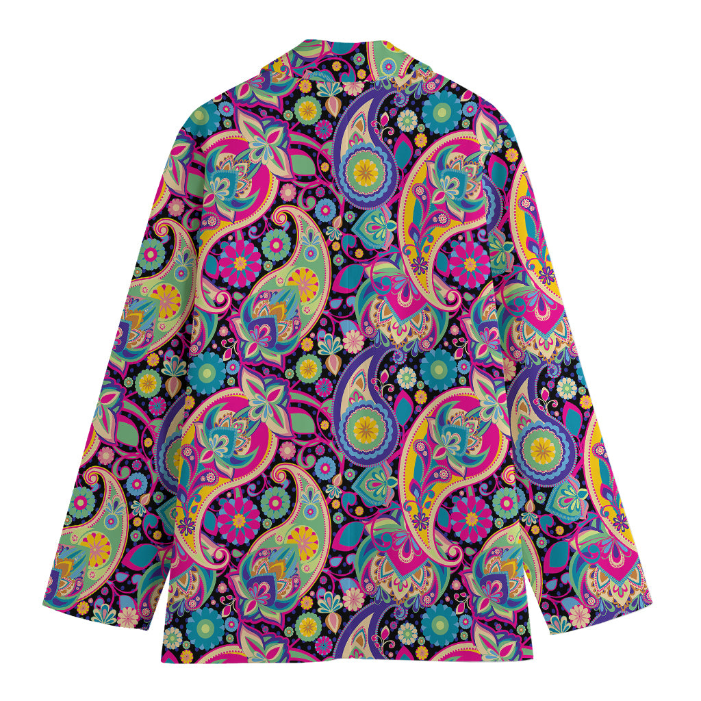 Bohemian Paisley Pattern Print Women's Cotton Blazer