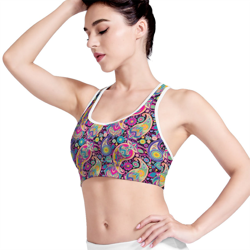 Bohemian Paisley Pattern Print Women's Sports Bra