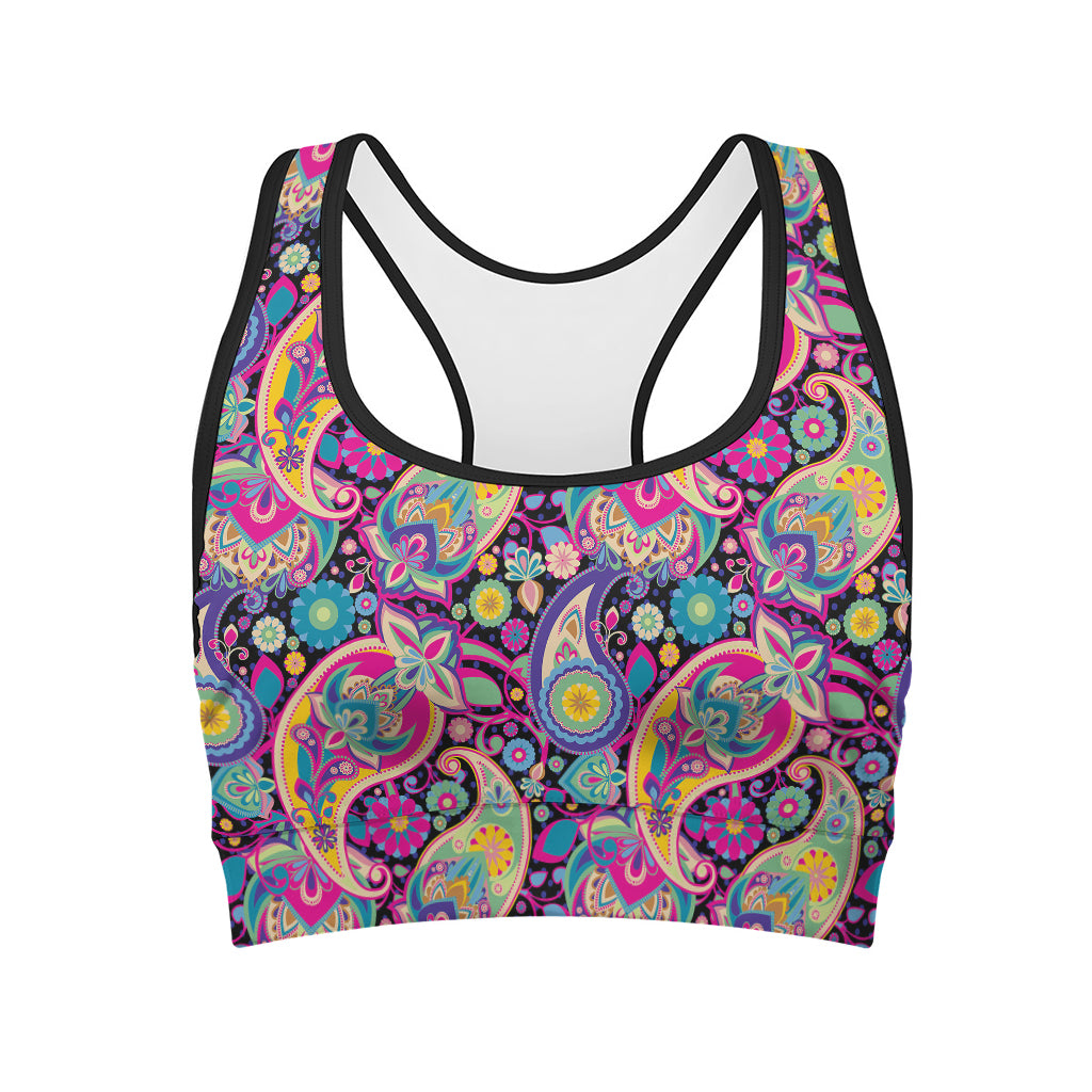 Bohemian Paisley Pattern Print Women's Sports Bra