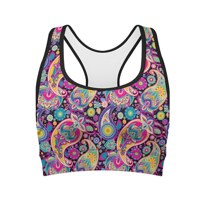 Bohemian Paisley Pattern Print Women's Sports Bra