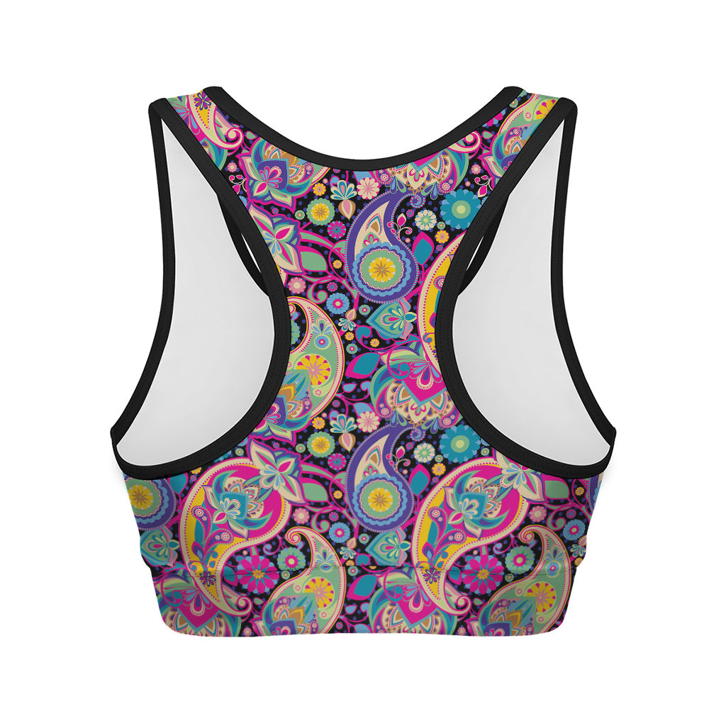 Bohemian Paisley Pattern Print Women's Sports Bra