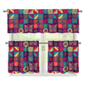 Bohemian Patchwork Pattern Print 3 Piece Kitchen Curtains