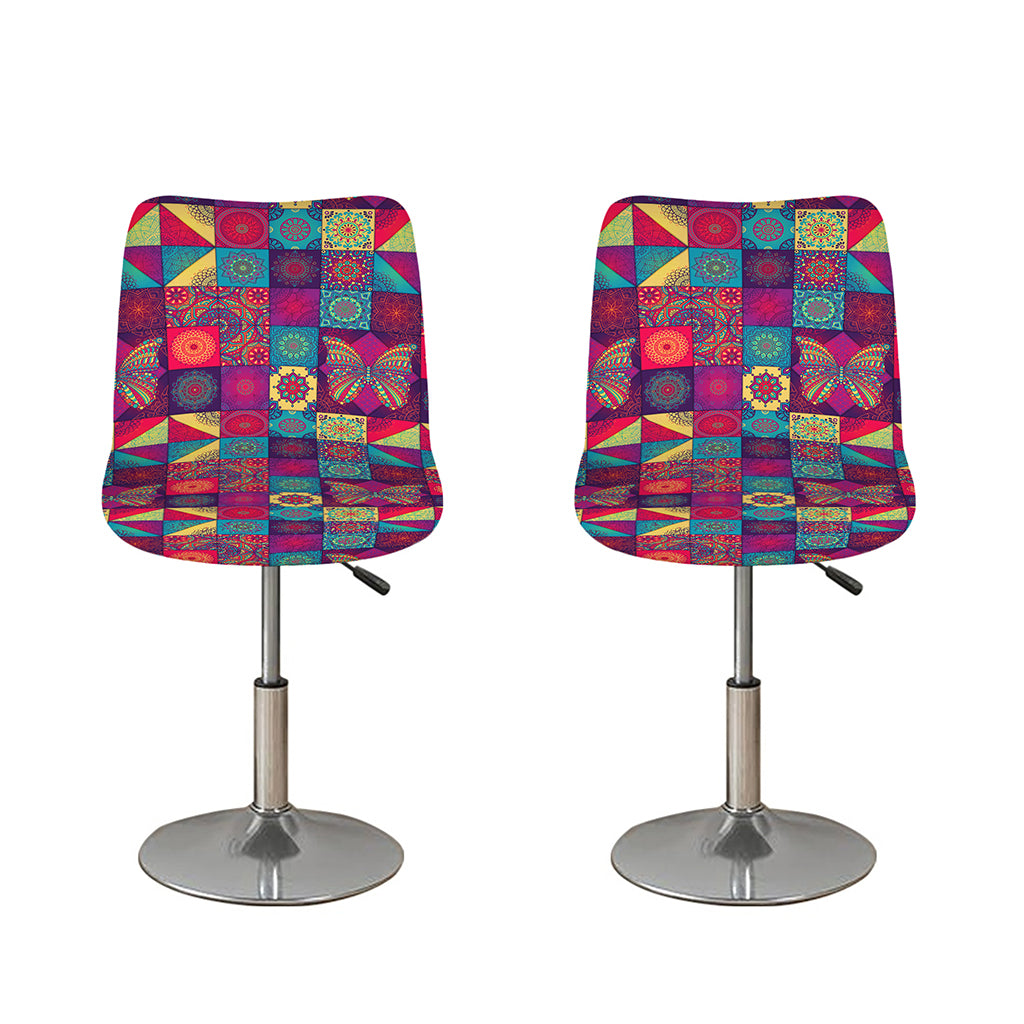 Bohemian Patchwork Pattern Print Bar Stool Covers