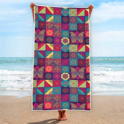 Bohemian Patchwork Pattern Print Beach Towel