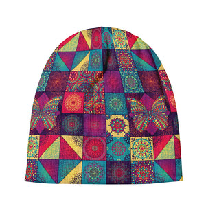 Bohemian Patchwork Pattern Print Beanie