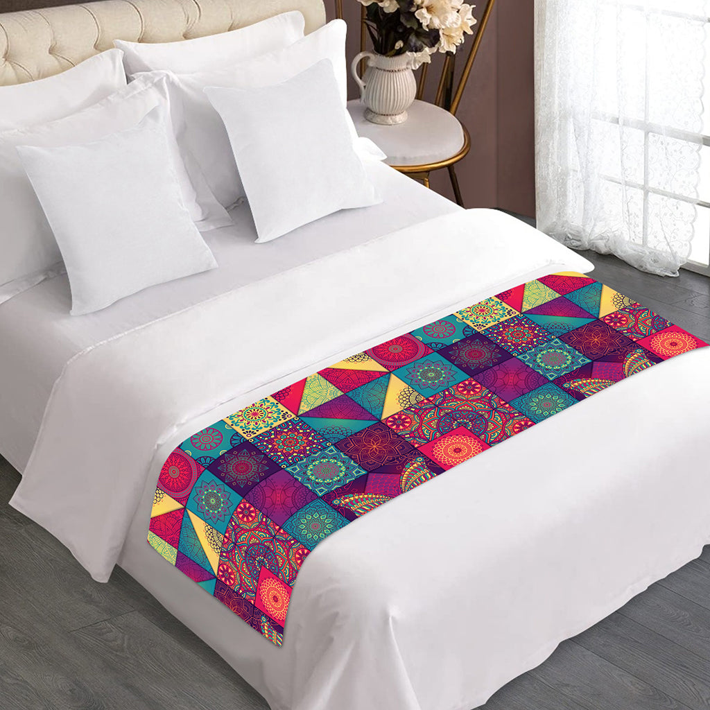 Bohemian Patchwork Pattern Print Bed Runner