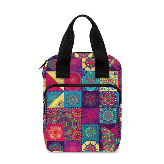 Bohemian Patchwork Pattern Print Bible Tote Bag