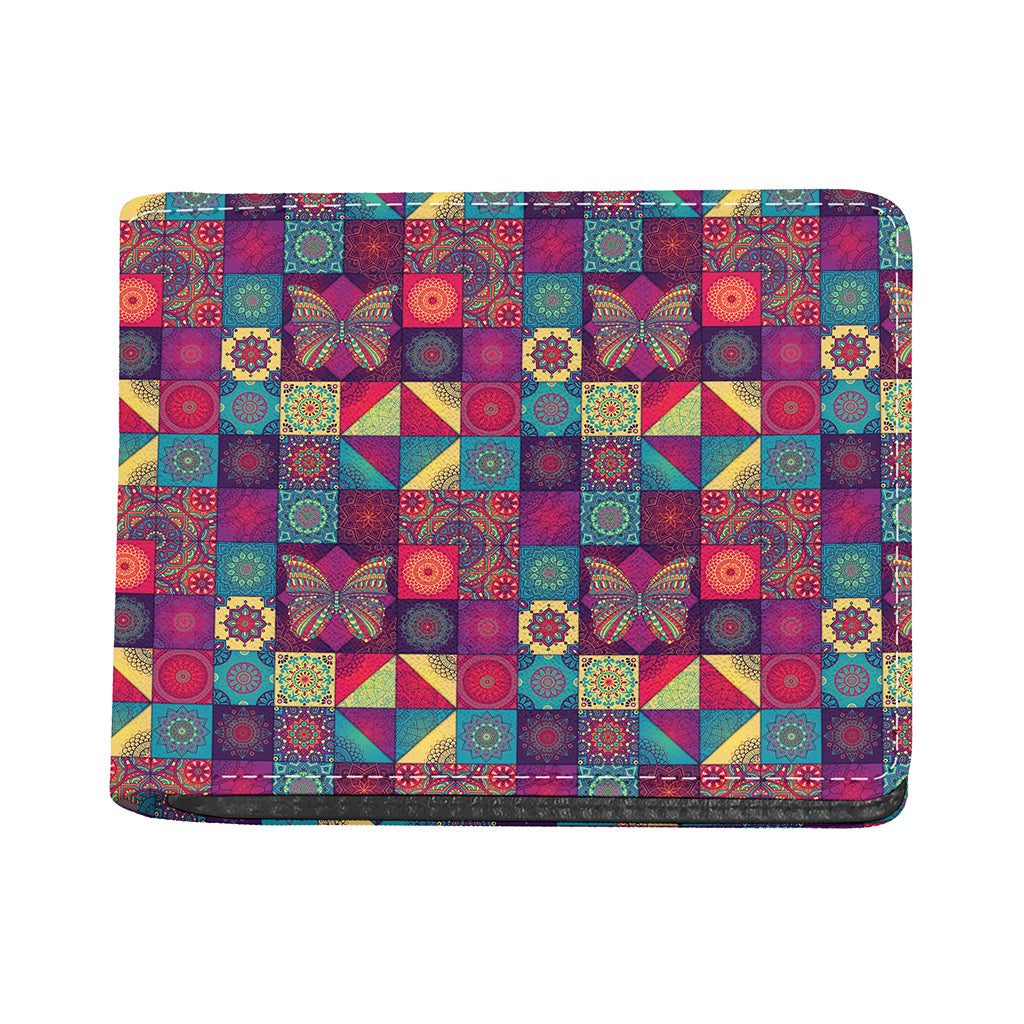 Bohemian Patchwork Pattern Print Bifold Wallet