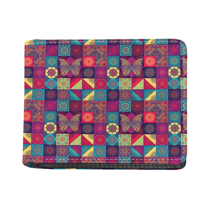 Bohemian Patchwork Pattern Print Bifold Wallet