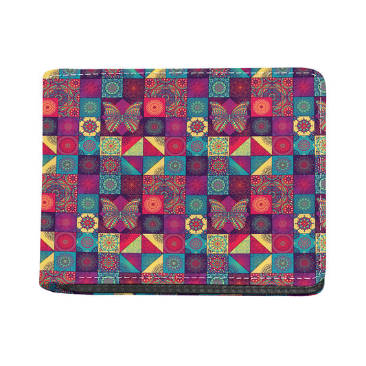 Bohemian Patchwork Pattern Print Bifold Wallet