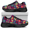 Bohemian Patchwork Pattern Print Black Chunky Shoes