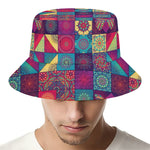 Bohemian Patchwork Pattern Print Bucket Hat