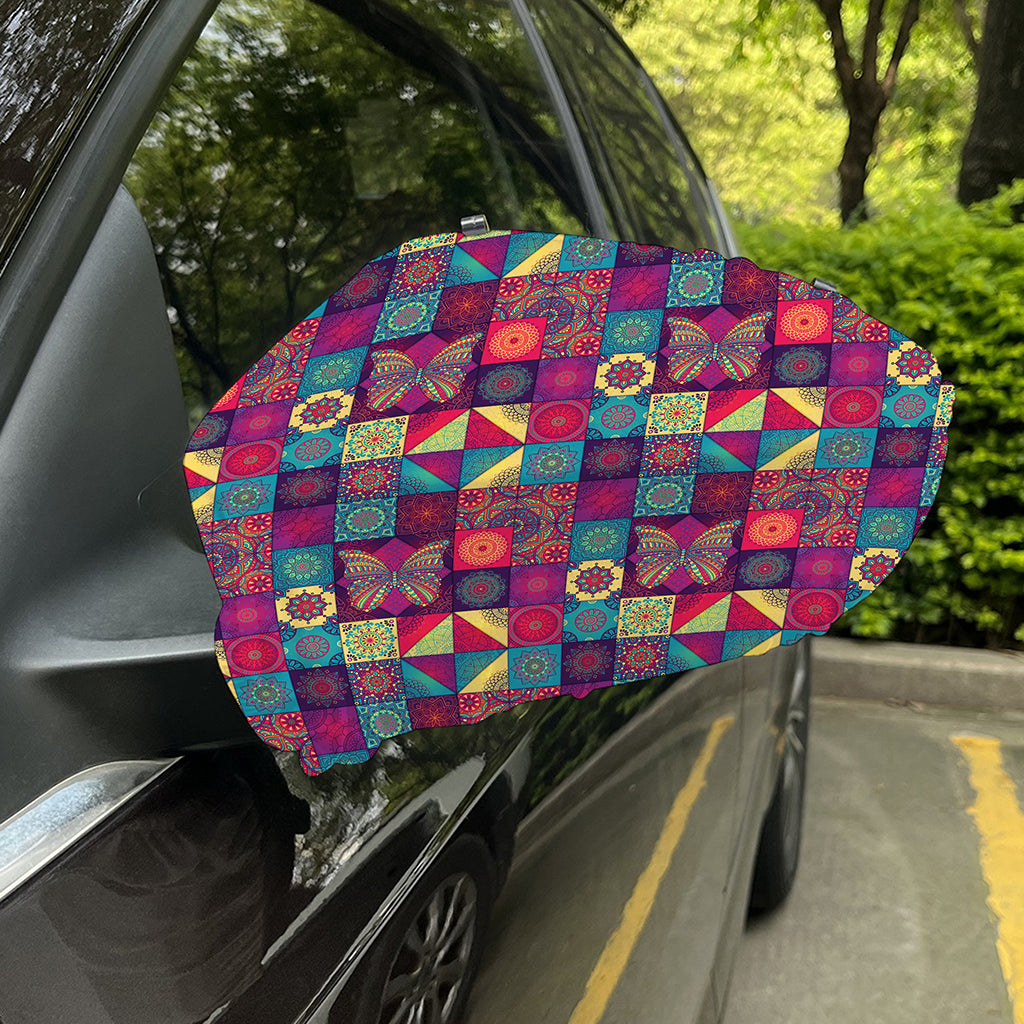 Bohemian Patchwork Pattern Print Car Side Mirror Covers