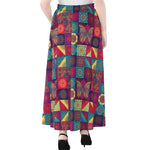 Bohemian Patchwork Pattern Print Chiffon Maxi Skirt