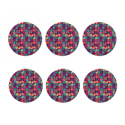 Bohemian Patchwork Pattern Print Coaster Set