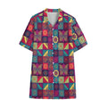 Bohemian Patchwork Pattern Print Cotton Hawaiian Shirt