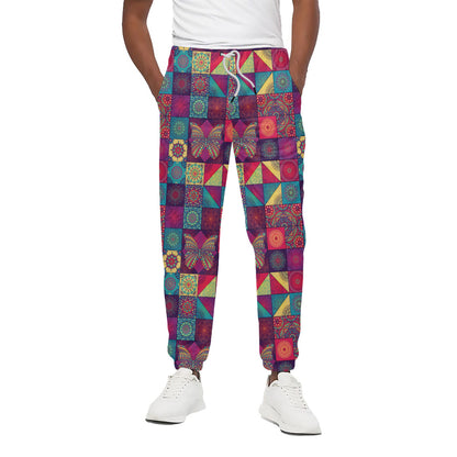 Bohemian Patchwork Pattern Print Cotton Pants