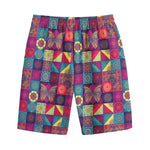 Bohemian Patchwork Pattern Print Cotton Shorts