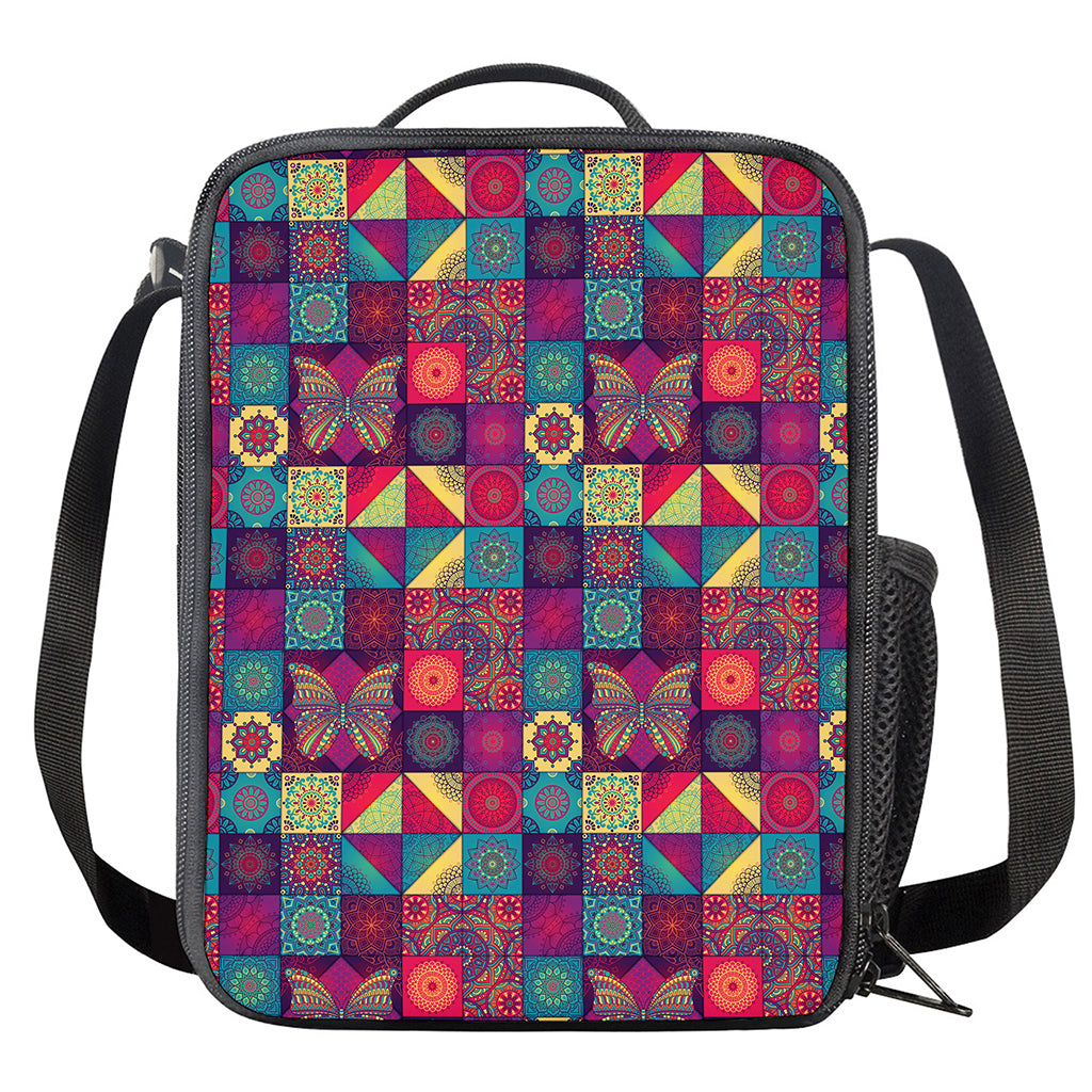 Bohemian Patchwork Pattern Print Crossbody Lunch Bag