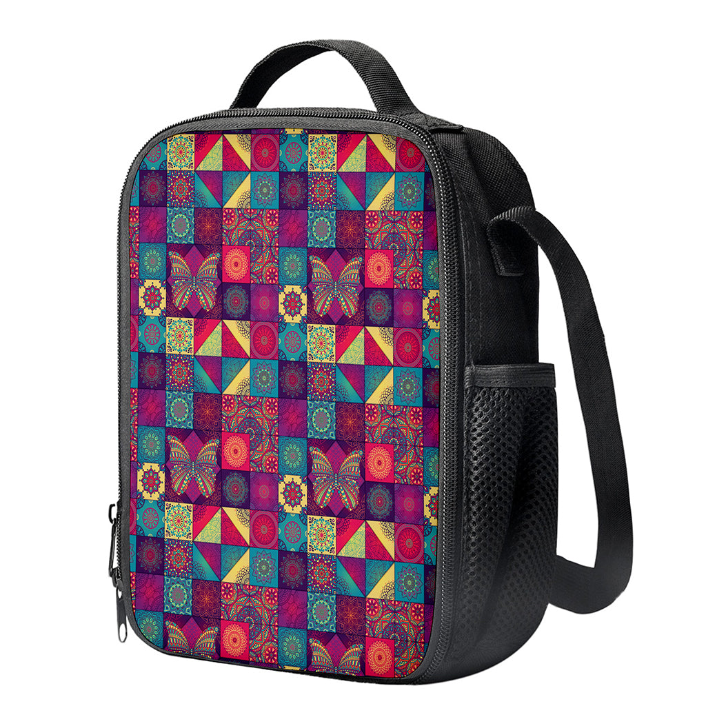 Bohemian Patchwork Pattern Print Crossbody Lunch Bag