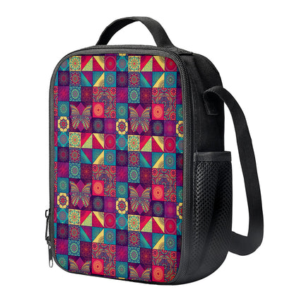 Bohemian Patchwork Pattern Print Crossbody Lunch Bag