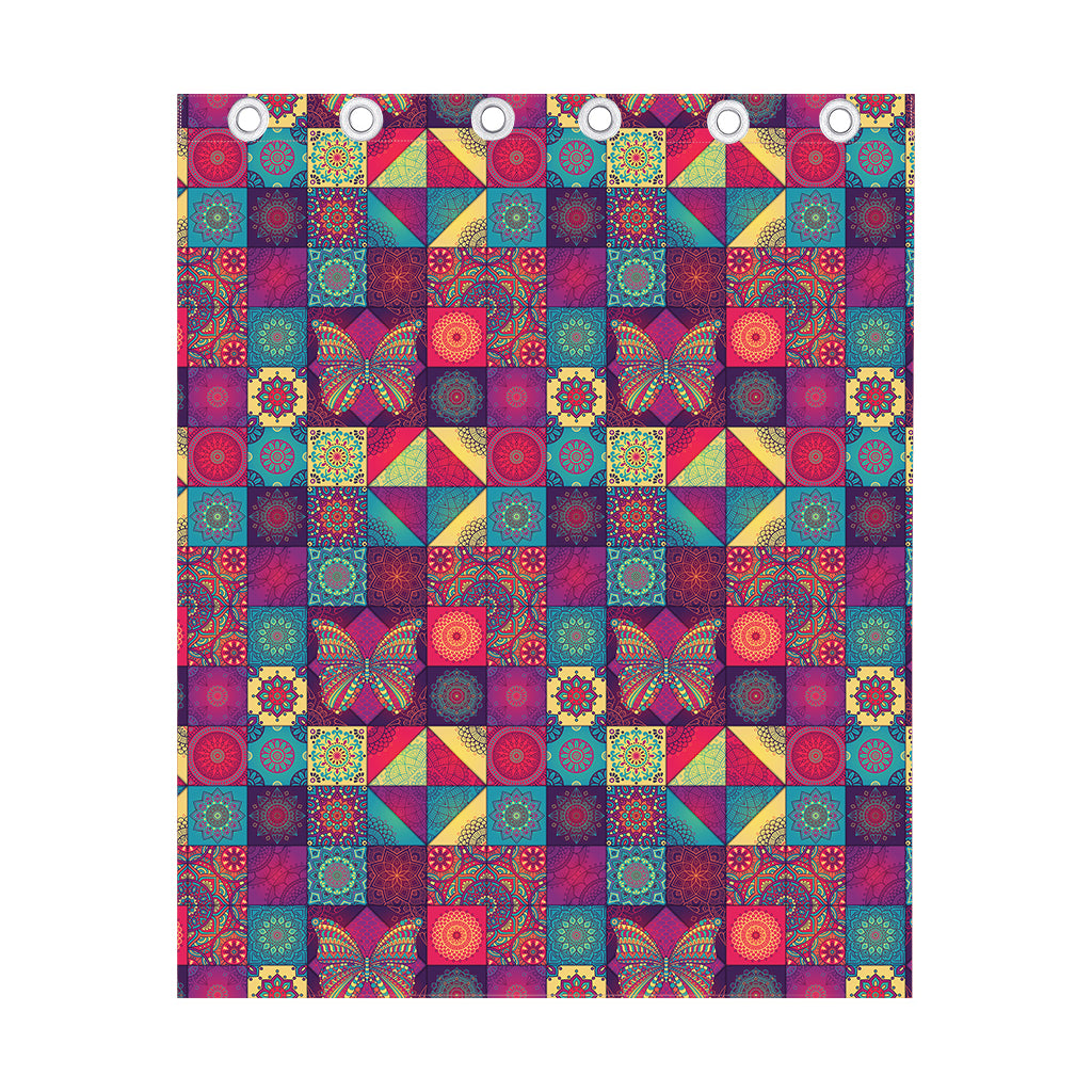 Bohemian Patchwork Pattern Print Curtain