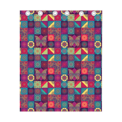 Bohemian Patchwork Pattern Print Curtain