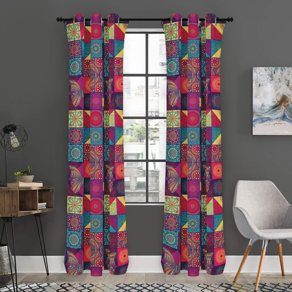 Bohemian Patchwork Pattern Print Curtain