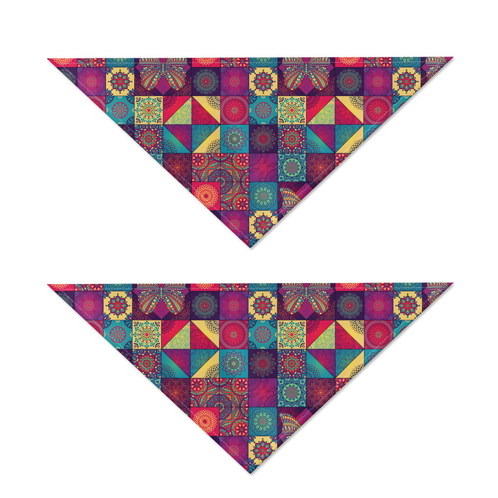 Bohemian Patchwork Pattern Print Dog Bandana