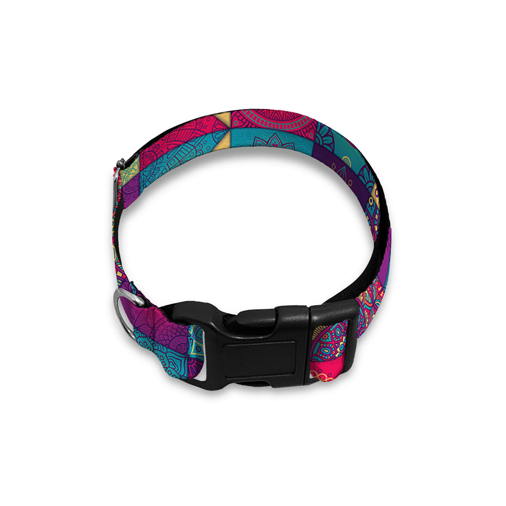 Bohemian Patchwork Pattern Print Dog Collar