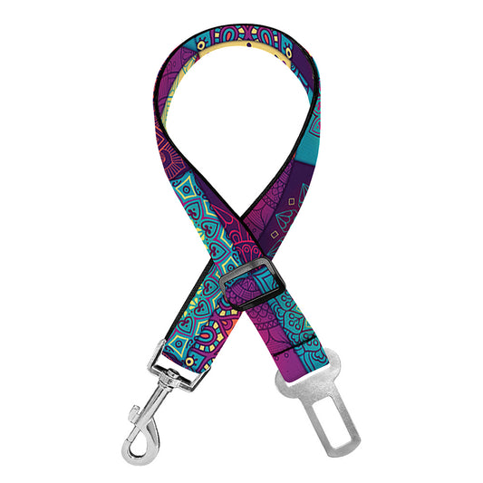 Bohemian Patchwork Pattern Print Dog Seat Belt