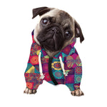 Bohemian Patchwork Pattern Print Dog Zip Up Hoodie