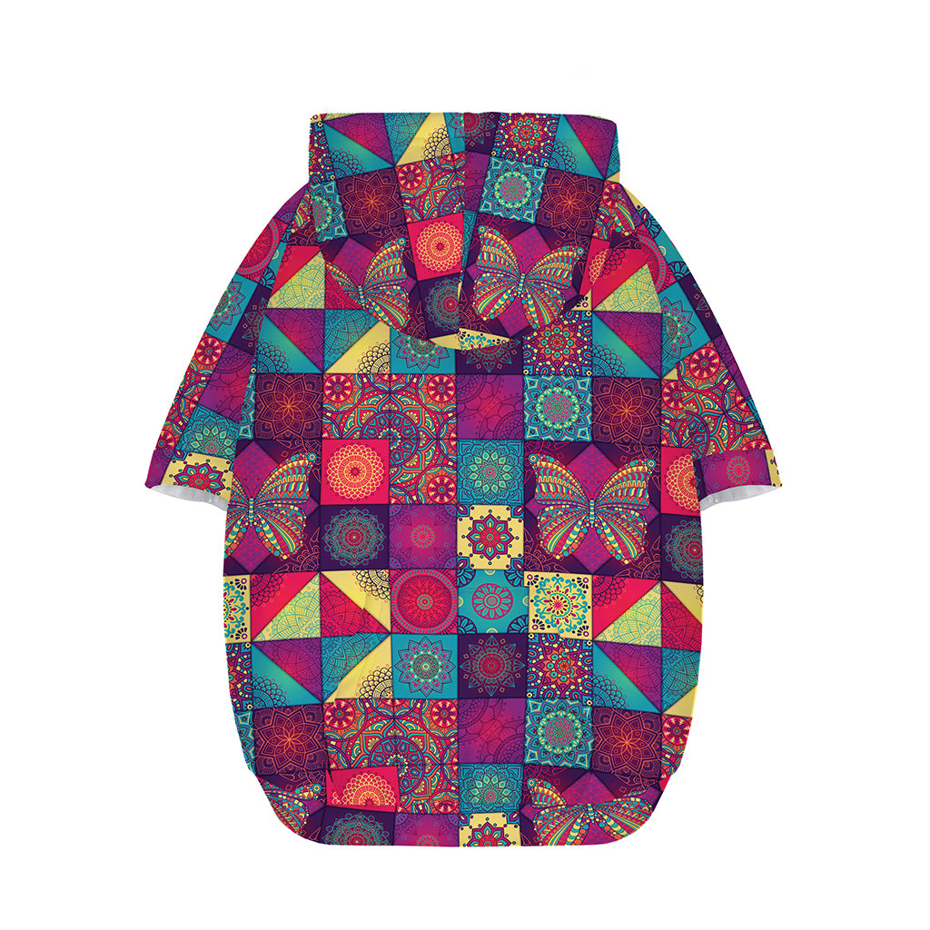Bohemian Patchwork Pattern Print Dog Zip Up Hoodie