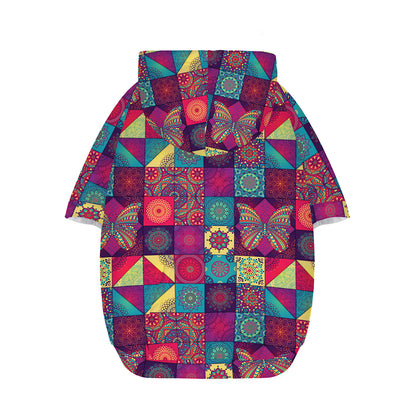 Bohemian Patchwork Pattern Print Dog Zip Up Hoodie