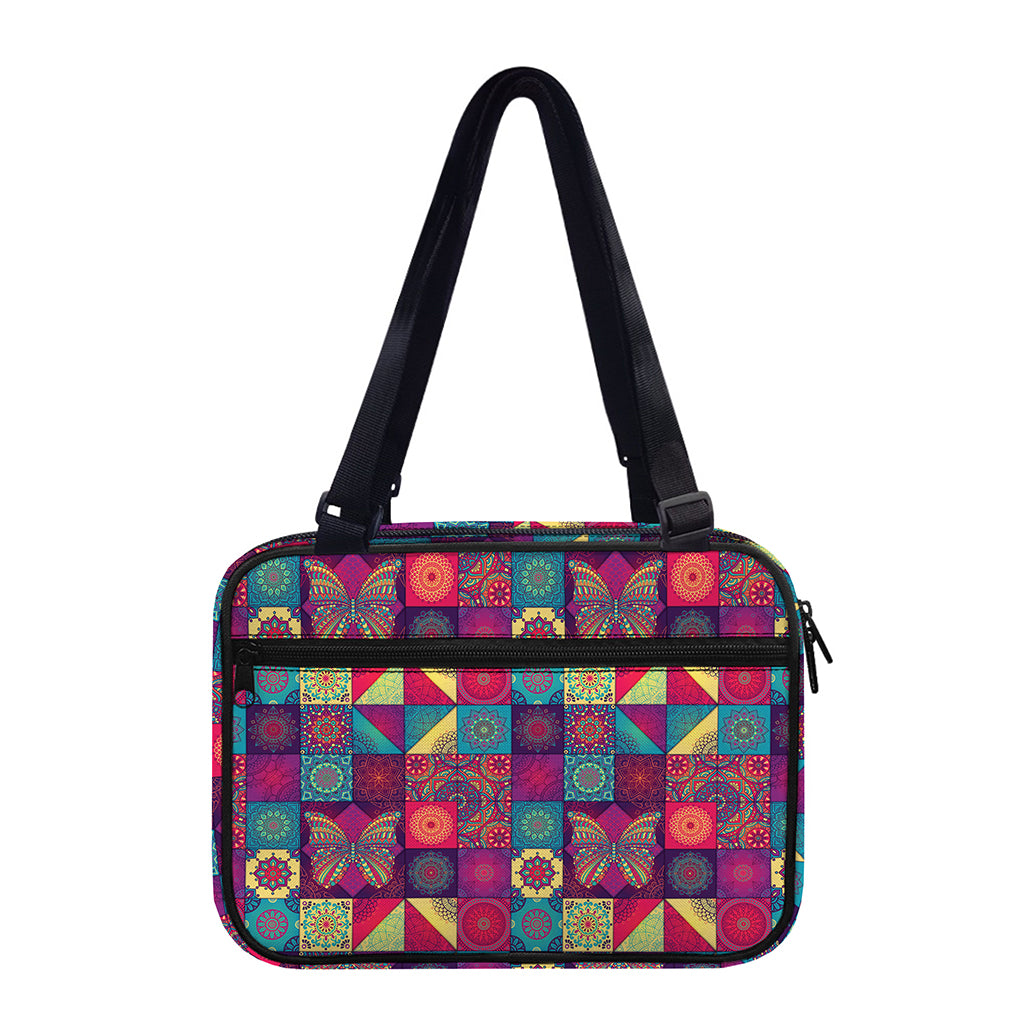 Bohemian Patchwork Pattern Print Double Strap Bible Bag