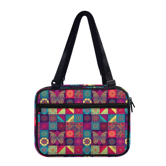 Bohemian Patchwork Pattern Print Double Strap Bible Bag