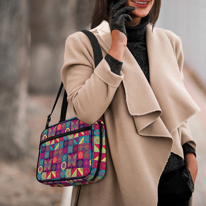 Bohemian Patchwork Pattern Print Double Strap Bible Bag
