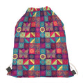Bohemian Patchwork Pattern Print Drawstring Bag
