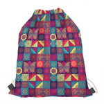 Bohemian Patchwork Pattern Print Drawstring Bag