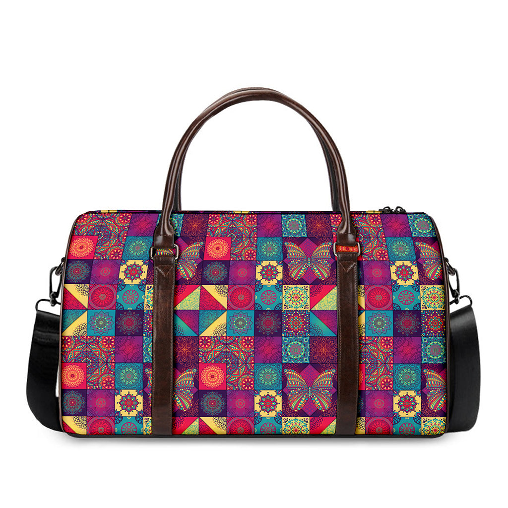 Bohemian Patchwork Pattern Print Duffle Bag