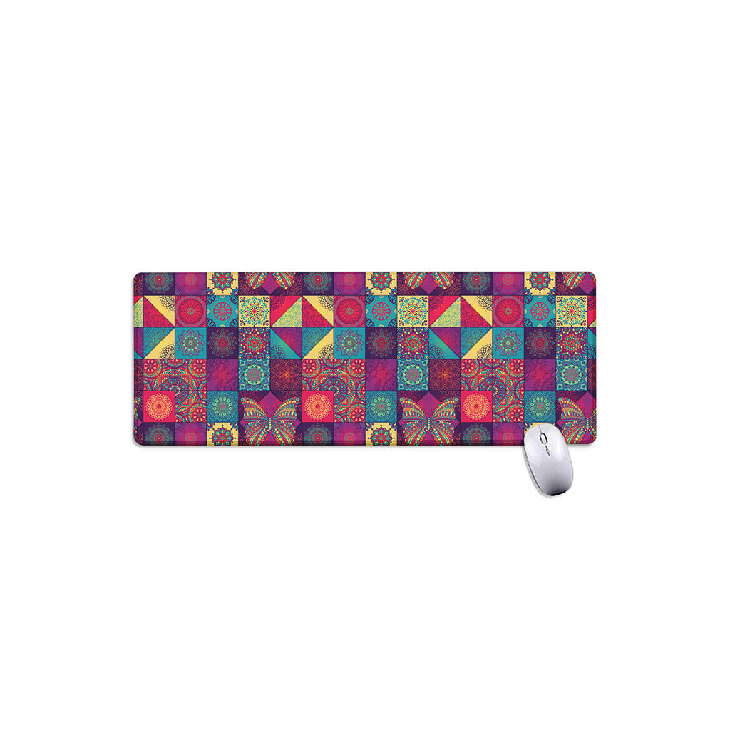 Bohemian Patchwork Pattern Print Extended Mouse Pad