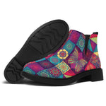 Bohemian Patchwork Pattern Print Flat Ankle Boots