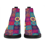 Bohemian Patchwork Pattern Print Flat Ankle Boots