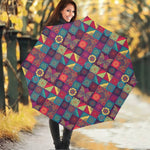 Bohemian Patchwork Pattern Print Foldable Umbrella