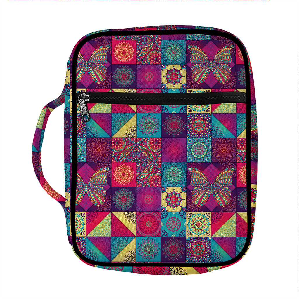 Bohemian Patchwork Pattern Print Front Pocket Bible Bag