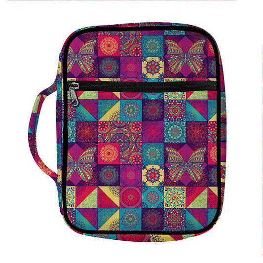 Bohemian Patchwork Pattern Print Front Pocket Bible Bag