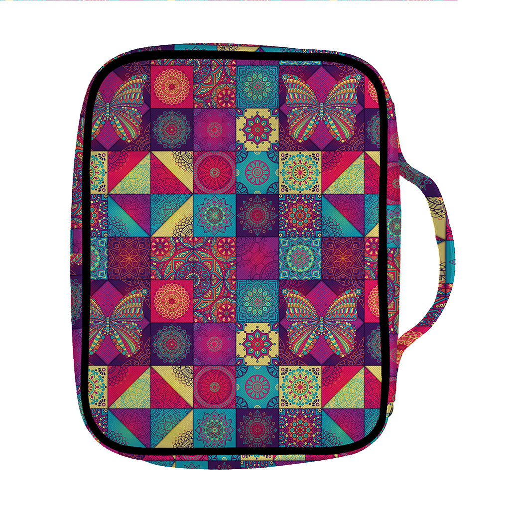 Bohemian Patchwork Pattern Print Front Pocket Bible Bag